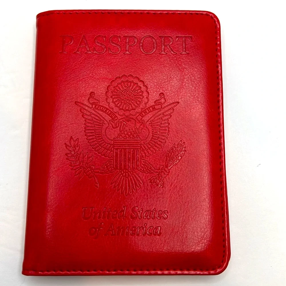 LEATHER PASSPORT COVER/WALLET, RED COLOR